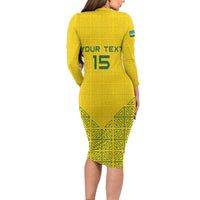 Custom Rwanda Football Long Sleeve Bodycon Dress Amavubi Oyeee!