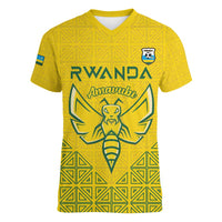 Custom Rwanda Football Women V-Neck T-Shirt Amavubi Oyeee!