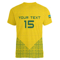 Custom Rwanda Football Women V-Neck T-Shirt Amavubi Oyeee!