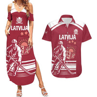 Custom Latvia Hockey Couples Matching Summer Maxi Dress and Hawaiian Shirt Latvija Latvija