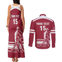 Custom Latvia Hockey Couples Matching Tank Maxi Dress and Long Sleeve Button Shirt Latvija Latvija