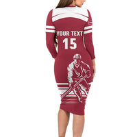 Custom Latvia Hockey Family Matching Long Sleeve Bodycon Dress and Hawaiian Shirt Latvija Latvija