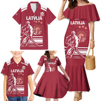 Custom Latvia Hockey Family Matching Mermaid Dress and Hawaiian Shirt Latvija Latvija