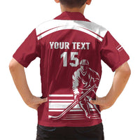 Custom Latvia Hockey Family Matching Off Shoulder Short Dress and Hawaiian Shirt Latvija Latvija
