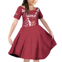 Custom Latvia Hockey Family Matching Off Shoulder Short Dress and Hawaiian Shirt Latvija Latvija