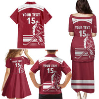 Custom Latvia Hockey Family Matching Puletasi and Hawaiian Shirt Latvija Latvija