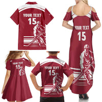 Custom Latvia Hockey Family Matching Summer Maxi Dress and Hawaiian Shirt Latvija Latvija