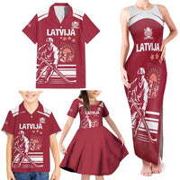 Custom Latvia Hockey Family Matching Tank Maxi Dress and Hawaiian Shirt Latvija Latvija