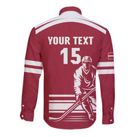 Custom Latvia Hockey Long Sleeve Button Shirt Latvija Latvija