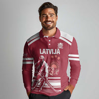 Custom Latvia Hockey Long Sleeve Polo Shirt Latvija Latvija
