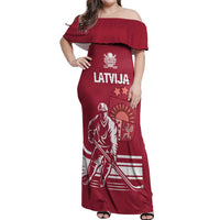 Custom Latvia Hockey Off Shoulder Maxi Dress Latvija Latvija