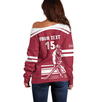 Custom Latvia Hockey Off Shoulder Sweater Latvija Latvija