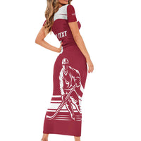 Custom Latvia Hockey Short Sleeve Bodycon Dress Latvija Latvija