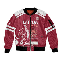 Custom Latvia Hockey Sleeve Zip Bomber Jacket Latvija Latvija