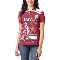 Custom Latvia Hockey Women Polo Shirt Latvija Latvija