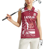 Custom Latvia Hockey Women Sleeveless Polo Shirt Latvija Latvija