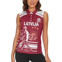 Custom Latvia Hockey Women Sleeveless Polo Shirt Latvija Latvija