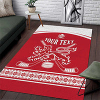 Custom Denmark Hockey Area Rug Come On Danish Lions