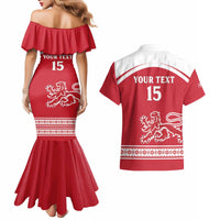 Custom Denmark Hockey Couples Matching Mermaid Dress and Hawaiian Shirt Come On Danish Lions