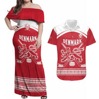 Custom Denmark Hockey Couples Matching Off Shoulder Maxi Dress and Hawaiian Shirt Come On Danish Lions
