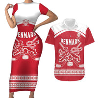 Custom Denmark Hockey Couples Matching Short Sleeve Bodycon Dress and Hawaiian Shirt Come On Danish Lions