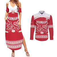 Custom Denmark Hockey Couples Matching Summer Maxi Dress and Long Sleeve Button Shirt Come On Danish Lions
