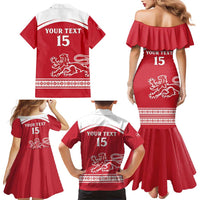 Custom Denmark Hockey Family Matching Mermaid Dress and Hawaiian Shirt Come On Danish Lions