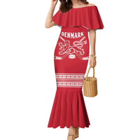 Custom Denmark Hockey Family Matching Mermaid Dress and Hawaiian Shirt Come On Danish Lions