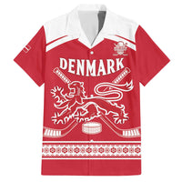 Custom Denmark Hockey Family Matching Off The Shoulder Long Sleeve Dress and Hawaiian Shirt Come On Danish Lions
