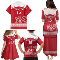 Custom Denmark Hockey Family Matching Puletasi and Hawaiian Shirt Come On Danish Lions