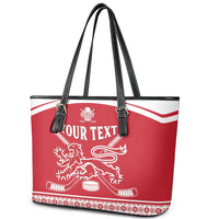 Custom Denmark Hockey Leather Tote Bag Come On Danish Lions