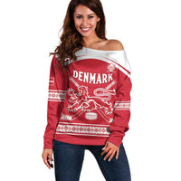 Custom Denmark Hockey Off Shoulder Sweater Come On Danish Lions
