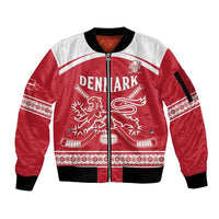 Custom Denmark Hockey Sleeve Zip Bomber Jacket Come On Danish Lions