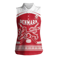 Custom Denmark Hockey Women Sleeveless Polo Shirt Come On Danish Lions
