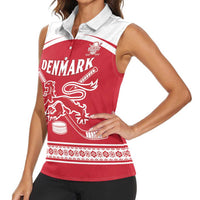 Custom Denmark Hockey Women Sleeveless Polo Shirt Come On Danish Lions