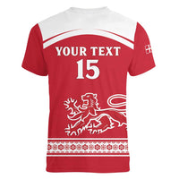 Custom Denmark Hockey Women V-Neck T-Shirt Come On Danish Lions