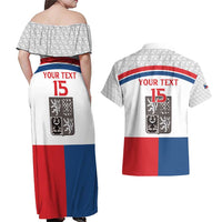 Custom Czech Hockey Couples Matching Off Shoulder Maxi Dress and Hawaiian Shirt Go Cesko