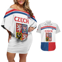 Custom Czech Hockey Couples Matching Off Shoulder Short Dress and Hawaiian Shirt Go Cesko