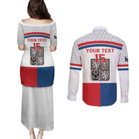 Custom Czech Hockey Couples Matching Puletasi and Long Sleeve Button Shirt Go Cesko