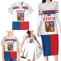 Custom Czech Hockey Family Matching Long Sleeve Bodycon Dress and Hawaiian Shirt Go Cesko