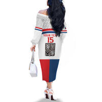 Custom Czech Hockey Family Matching Off The Shoulder Long Sleeve Dress and Hawaiian Shirt Go Cesko
