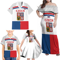 Custom Czech Hockey Family Matching Off Shoulder Maxi Dress and Hawaiian Shirt Go Cesko