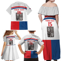 Custom Czech Hockey Family Matching Off Shoulder Maxi Dress and Hawaiian Shirt Go Cesko