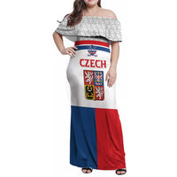 Custom Czech Hockey Family Matching Off Shoulder Maxi Dress and Hawaiian Shirt Go Cesko