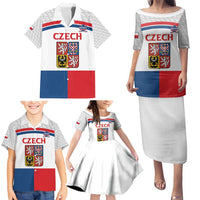 Custom Czech Hockey Family Matching Puletasi and Hawaiian Shirt Go Cesko