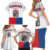 Custom Czech Hockey Family Matching Short Sleeve Bodycon Dress and Hawaiian Shirt Go Cesko