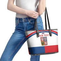 Custom Czech Hockey Leather Tote Bag Go Cesko
