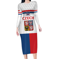 Custom Czech Hockey Long Sleeve Bodycon Dress Go Cesko