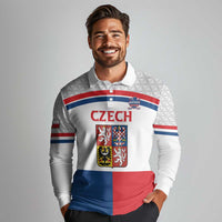 Custom Czech Hockey Long Sleeve Polo Shirt Go Cesko