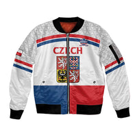 Custom Czech Hockey Sleeve Zip Bomber Jacket Go Cesko